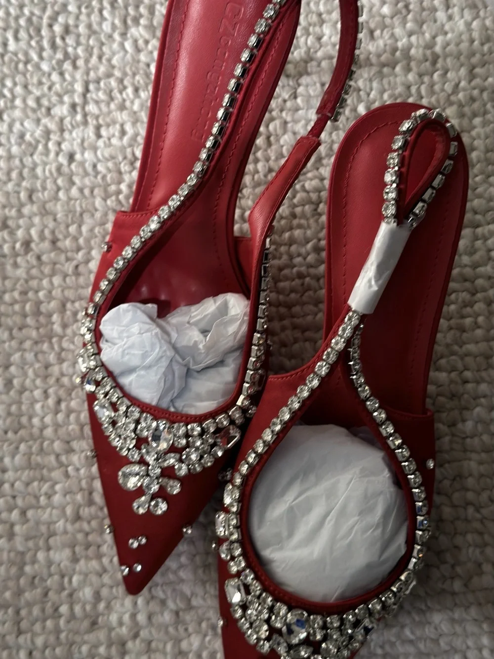 A Classy Chic Boutique Red Crystal-Embellished Slingback Pump